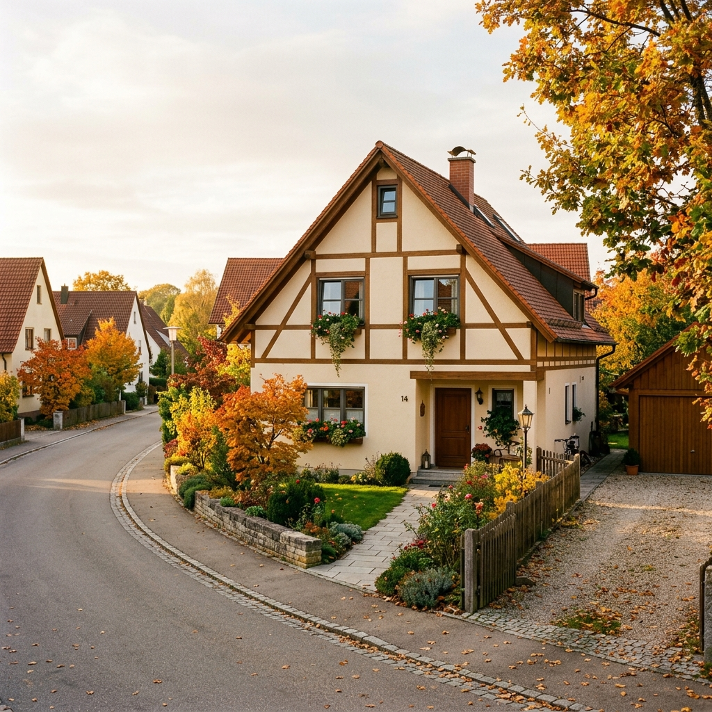 Einfamilienhaus in der Region Tuttlingen im Herbstlicht – Immobilienkauf bei aktuellen Bauzinsen
